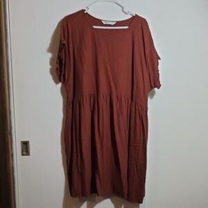 Sonoma Brown Midi Sundress Casual Crew Neck